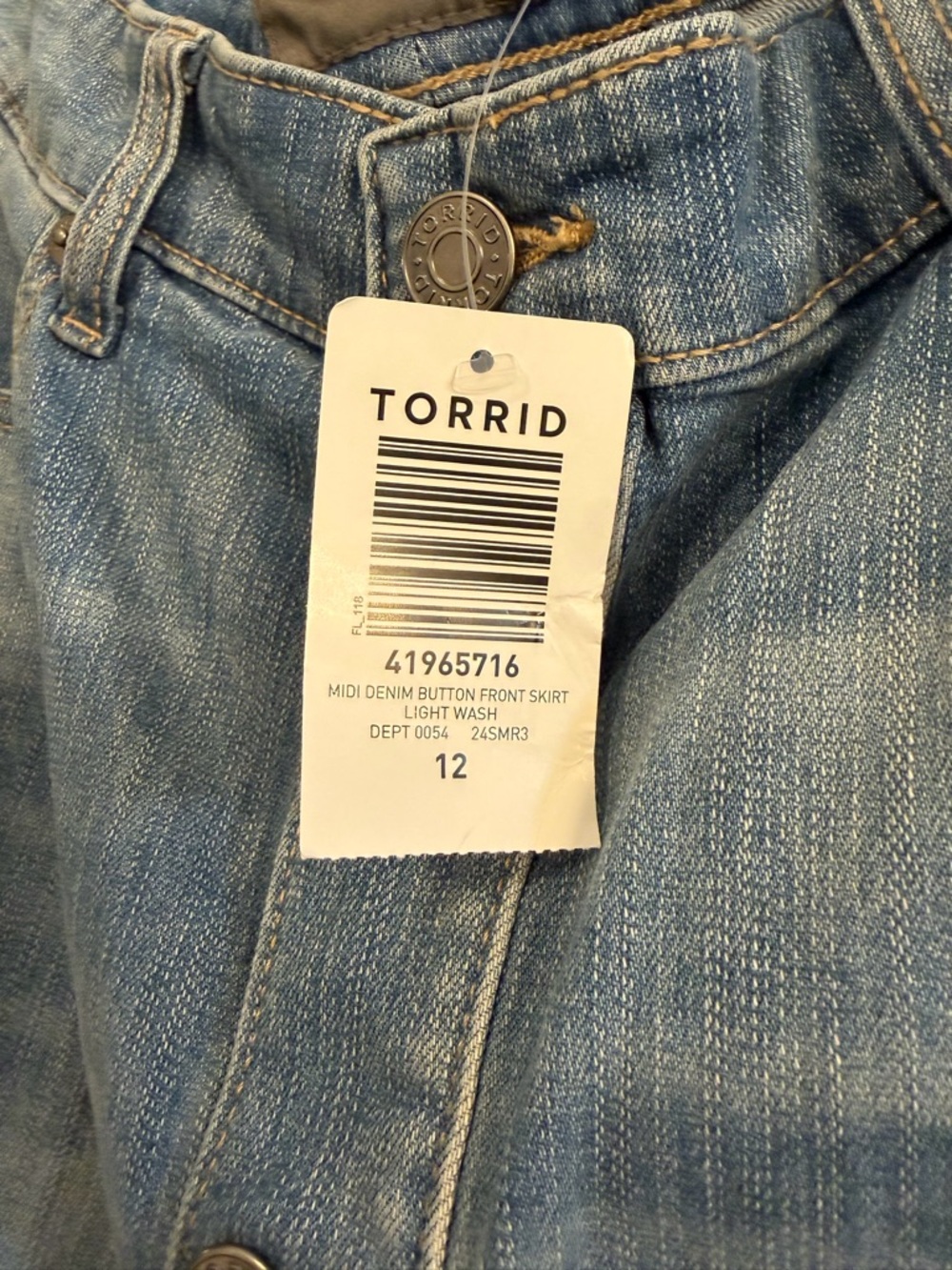torrid Light Blue Button-Front Denim Midi Skirt - Picture 3 of 5